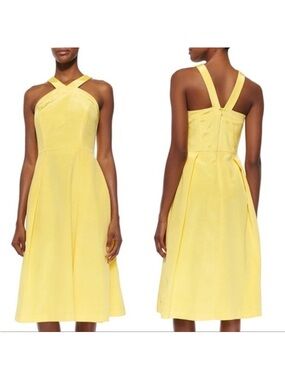 Shoshanna Lemon Yellow Gilda Halter Fit & Flare Dress Size 10 NWT